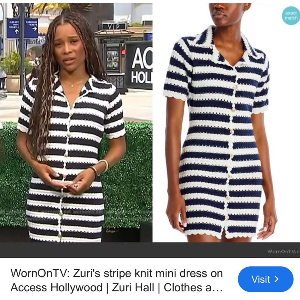 Fore - Navy and White Knitted Mini Dress